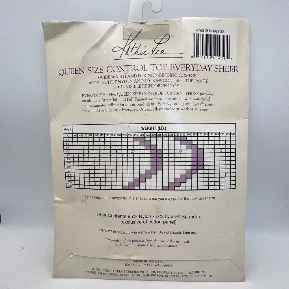 Kathie Lee Woman Queen Size Control Top Nylons Everyday Sheer Size 2X Suntan nos